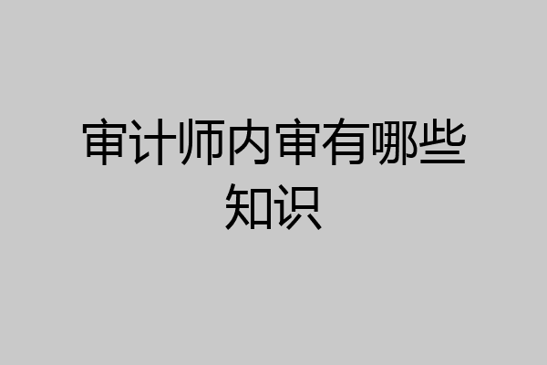 审计师内审有哪些知识