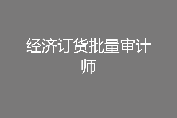经济订货批量审计师