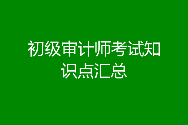 初级审计师考试知识点汇总