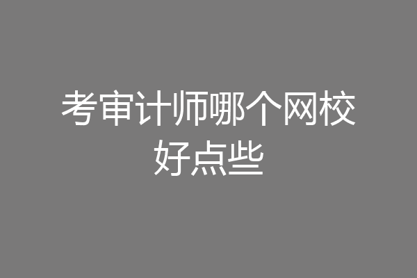 考审计师哪个网校好点些