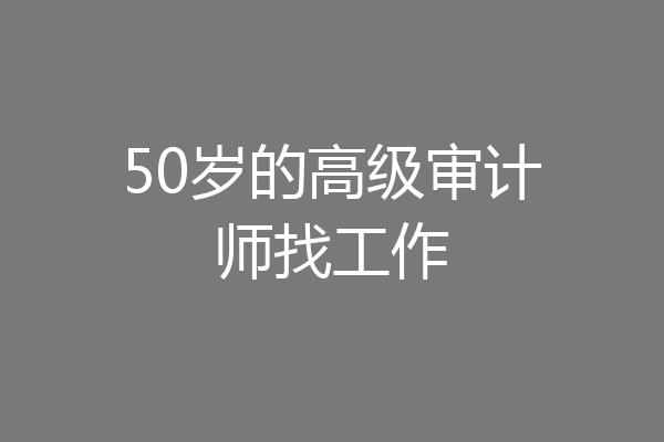 50岁的高级审计师找工作