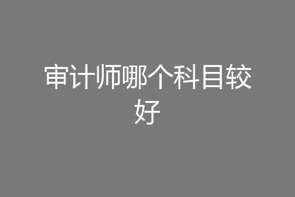 审计师哪个科目较好