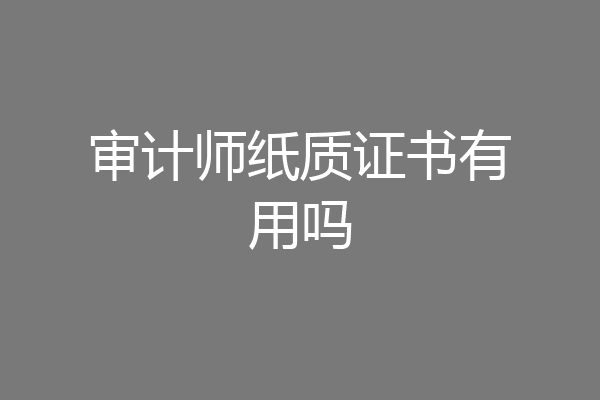 审计师纸质证书有用吗