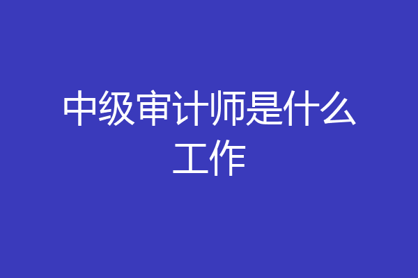 中级审计师是什么工作