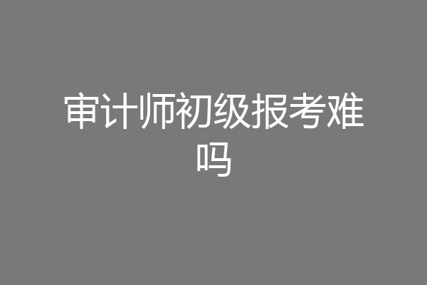 审计师初级报考难吗