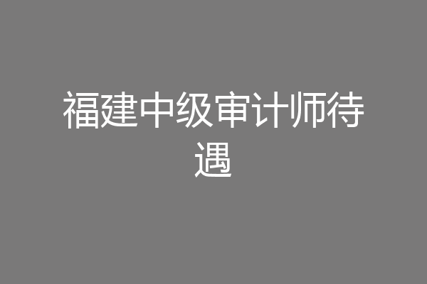 福建中级审计师待遇