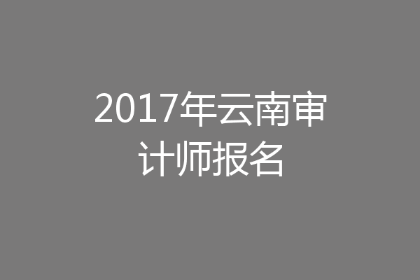2017年云南审计师报名