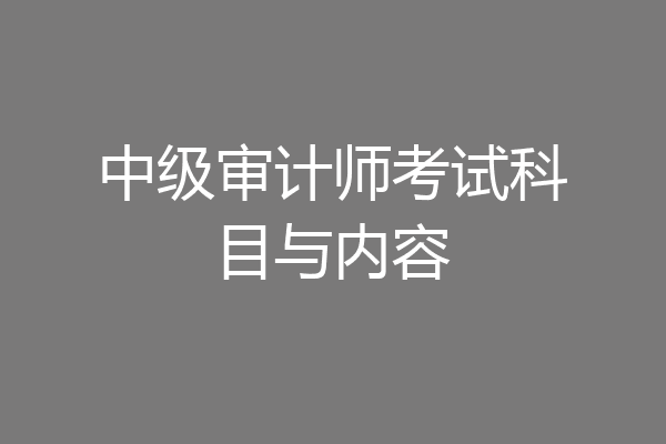中级审计师考试科目与内容
