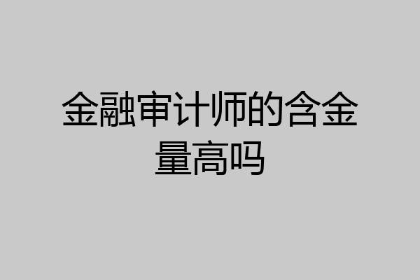 金融审计师的含金量高吗