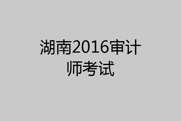 湖南2016审计师考试
