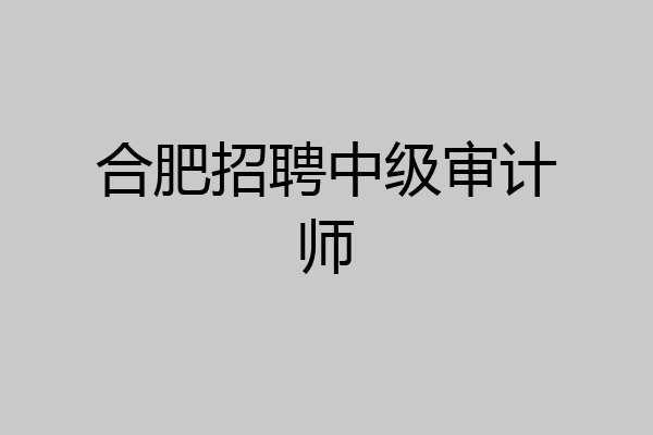 合肥招聘中级审计师