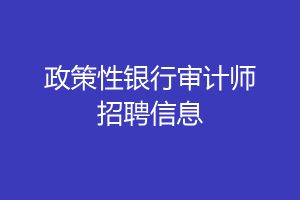 政策性银行审计师招聘信息
