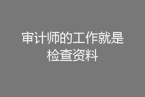 审计师的工作就是检查资料