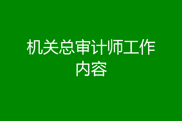 机关总审计师工作内容