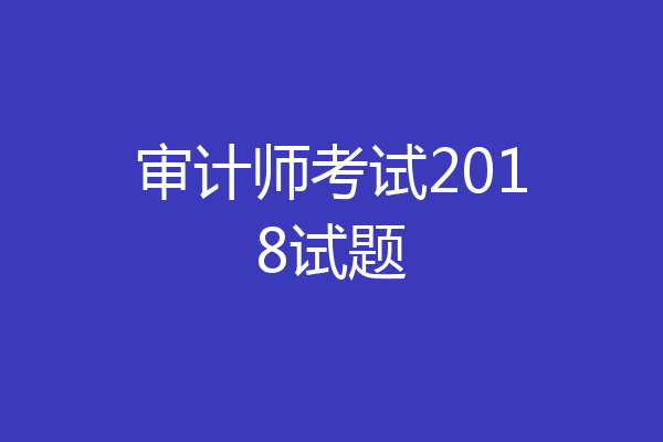 审计师考试2018试题