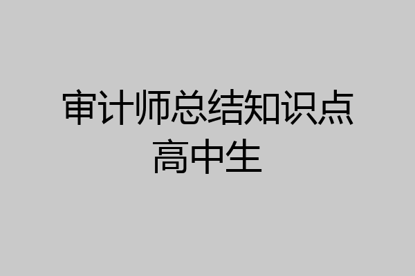 审计师总结知识点高中生