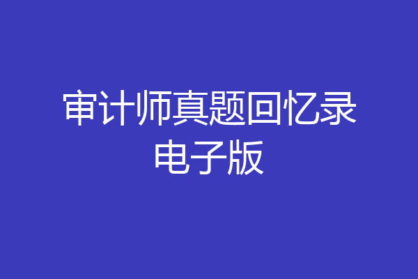 审计师真题回忆录电子版