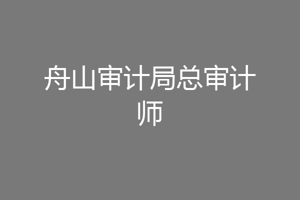 舟山审计局总审计师