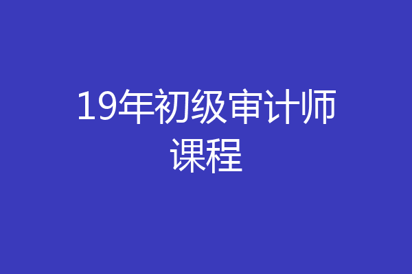 19年初级审计师课程