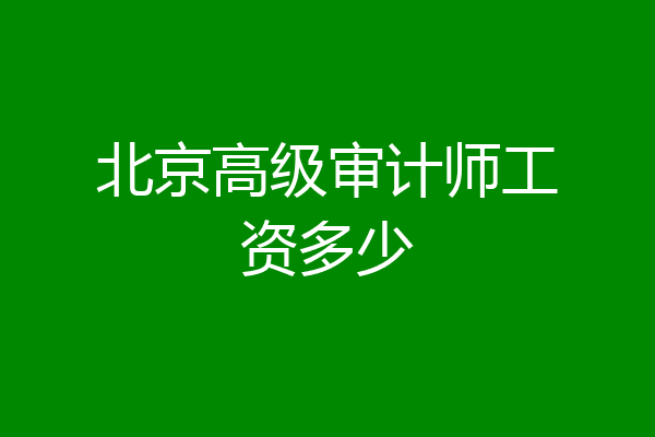 北京高级审计师工资多少