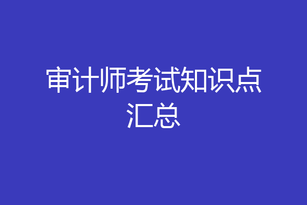 审计师考试知识点汇总