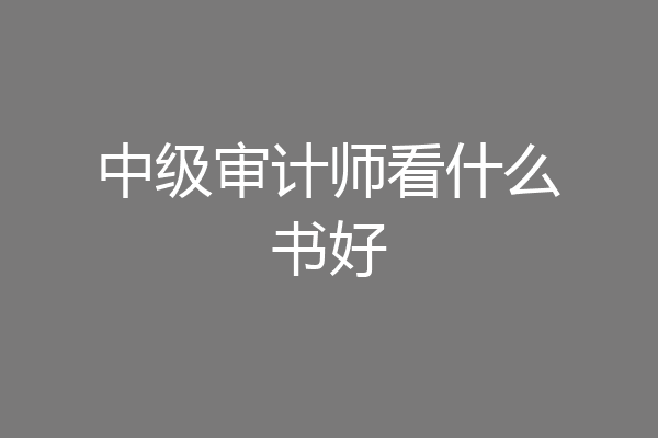 中级审计师看什么书好