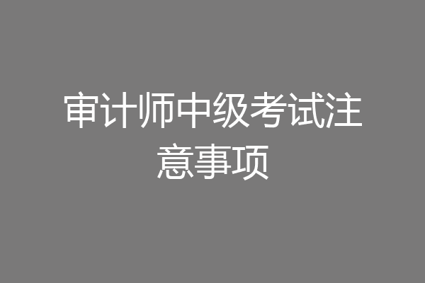 审计师中级考试注意事项