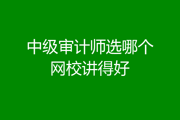 中级审计师选哪个网校讲得好