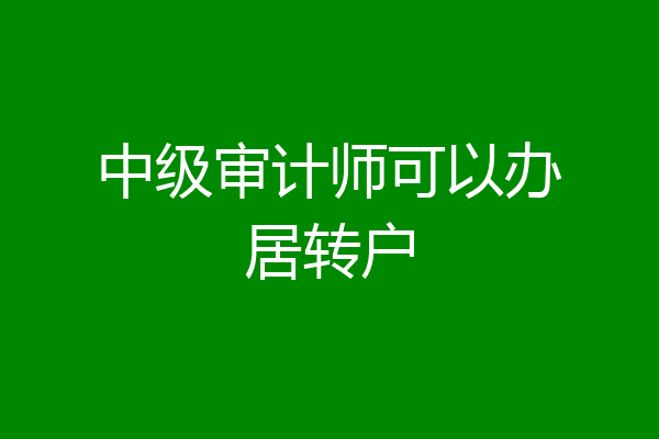 中级审计师可以办居转户