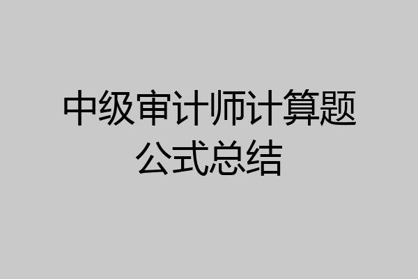 中级审计师计算题公式总结