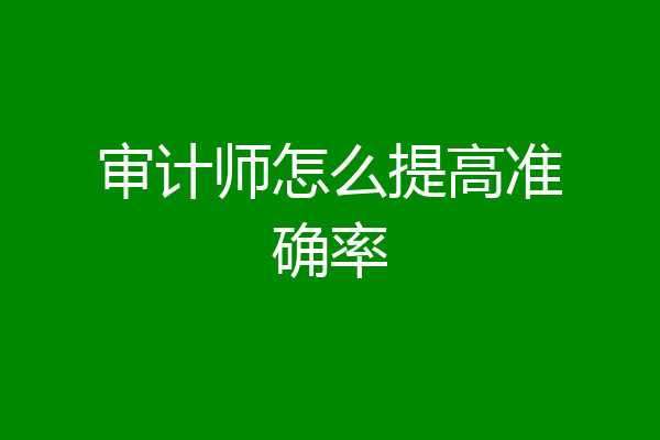 审计师怎么提高准确率