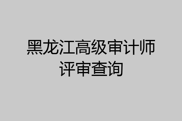 黑龙江高级审计师评审查询