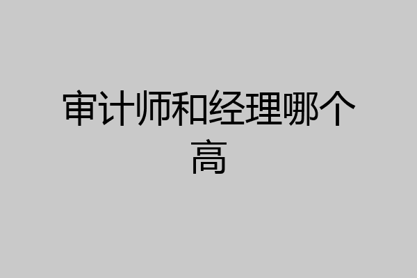 审计师和经理哪个高