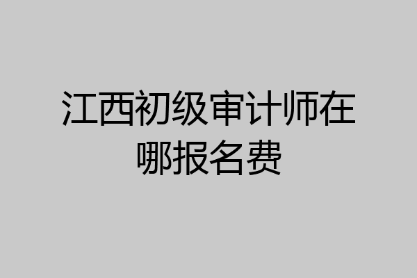 江西初级审计师在哪报名费