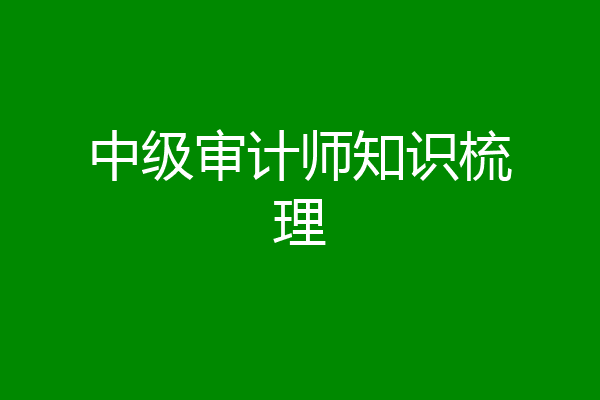 中级审计师知识梳理