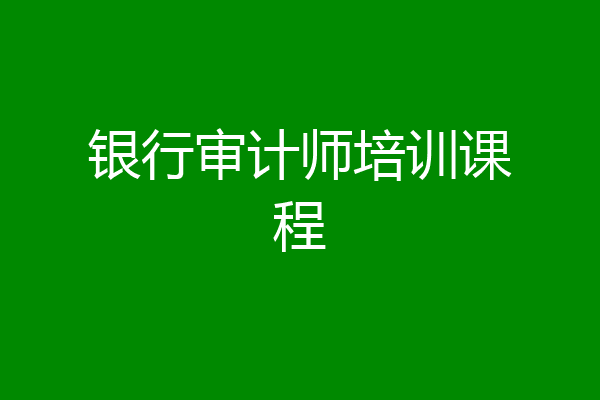 银行审计师培训课程