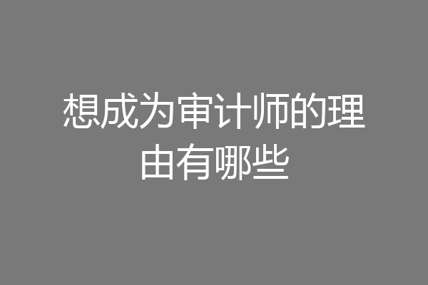 想成为审计师的理由有哪些