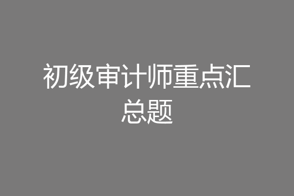 初级审计师重点汇总题