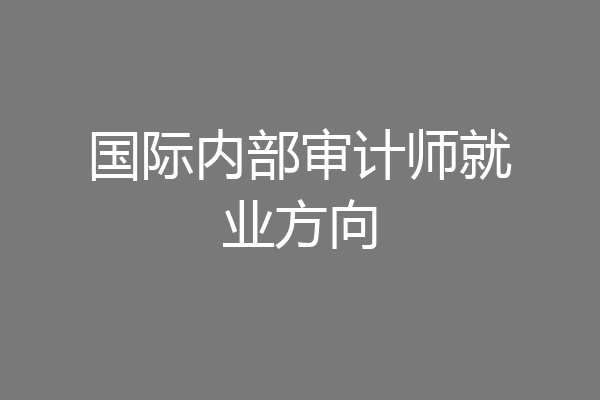 国际内部审计师就业方向