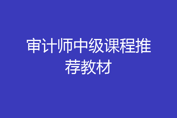 审计师中级课程推荐教材