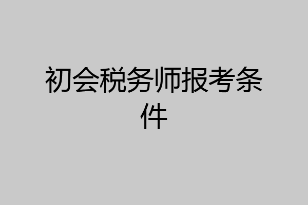 初会税务师报考条件