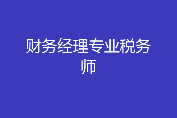 财务经理专业税务师