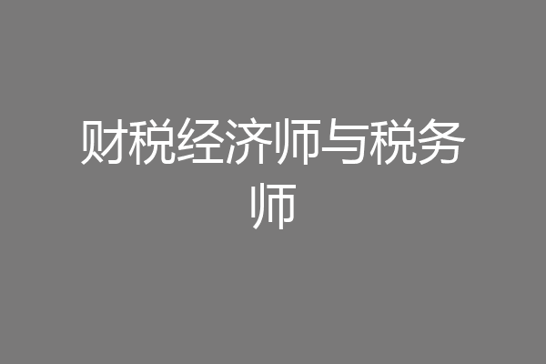 财税经济师与税务师