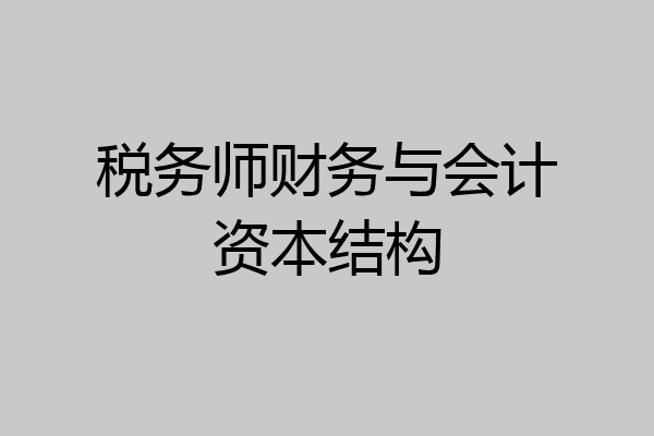 税务师财务与会计资本结构