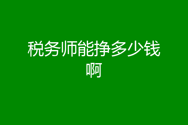 税务师能挣多少钱啊