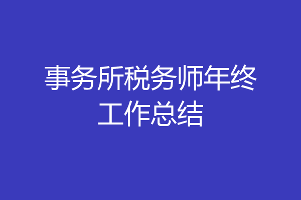 事务所税务师年终工作总结