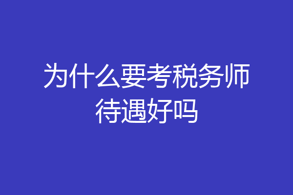 为什么要考税务师待遇好吗