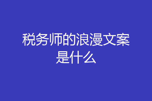 税务师的浪漫文案是什么
