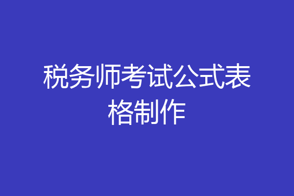 税务师考试公式表格制作