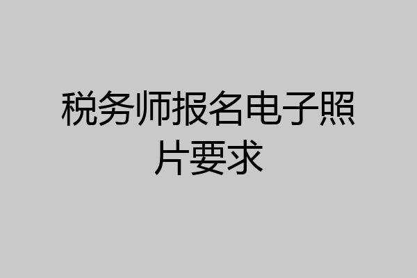 税务师报名电子照片要求